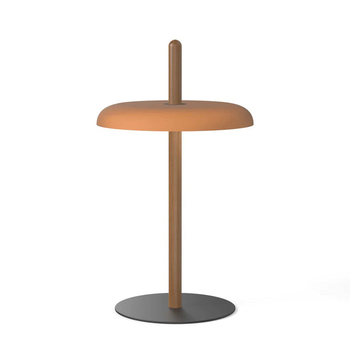 Nivel LED Table Lamp in Walnut/Terracotta.