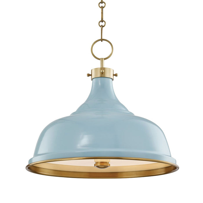 Painted No.1 Pendant Light in Aged Brass/Blue Bird.
