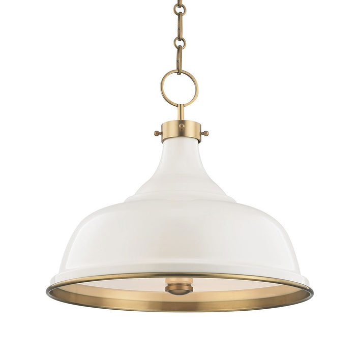Painted No.1 Pendant Light in Aged Brass/Off White.