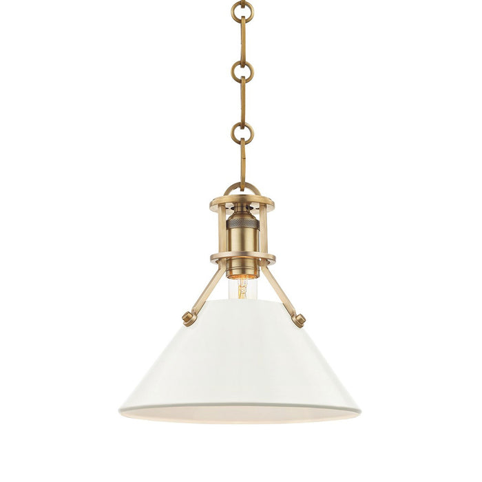 Painted No.2 Pendant Light Small/Aged Brass/Off White.