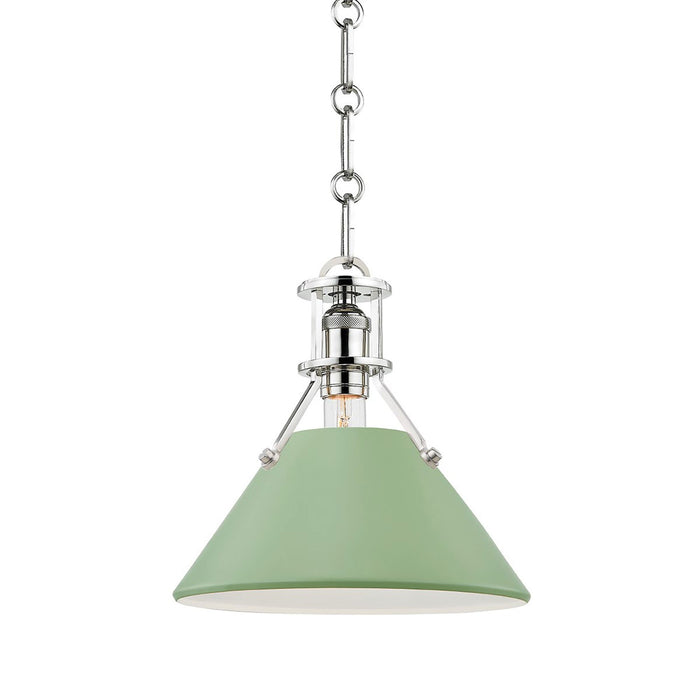 Painted No.2 Pendant Light Small/Polished Nickel/Leaf Green.