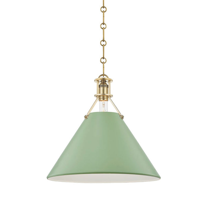 Painted No.2 Pendant Light Large/Aged Brass/Leaf Green.