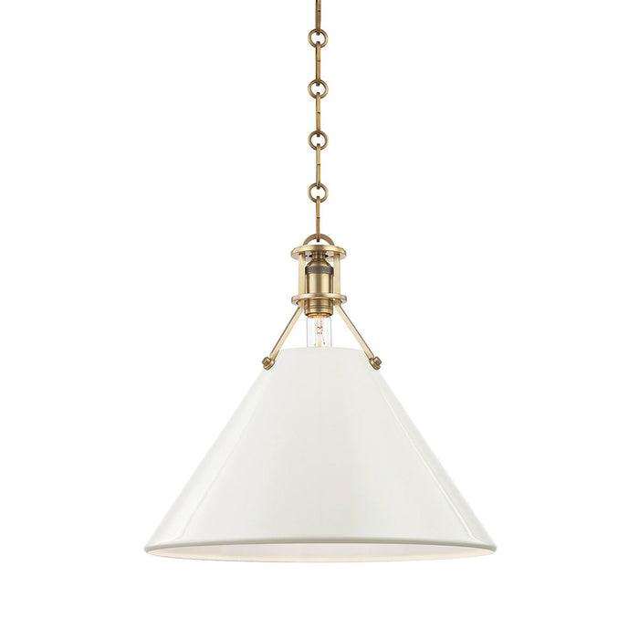 Painted No.2 Pendant Light Large/Aged Brass/Off White.