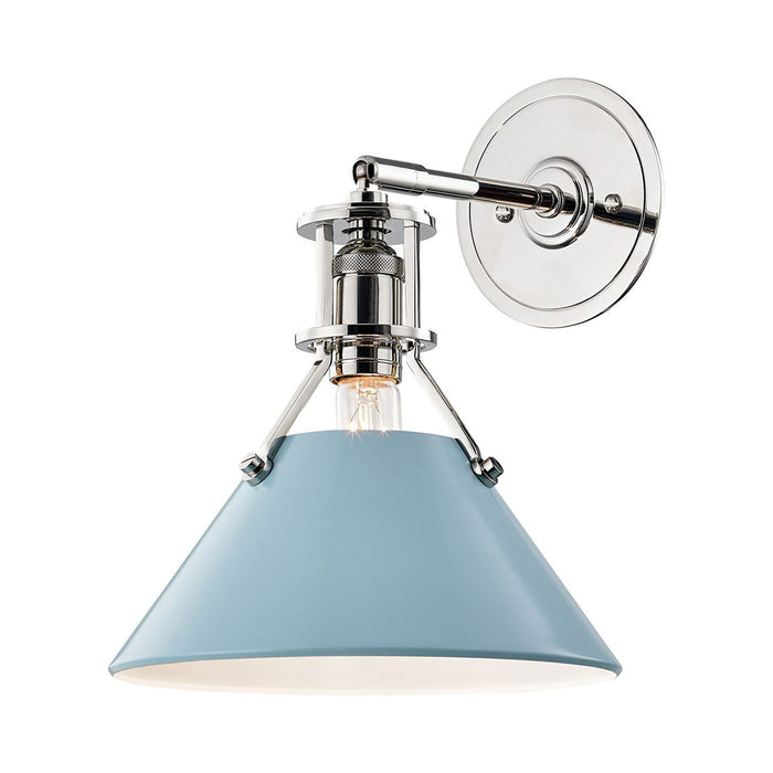 Painted No.2 Wall Light in Polished Nickel/Blue Bird.