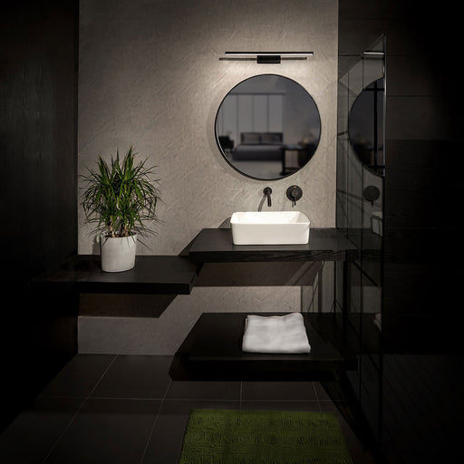 Parallax LED Bath Vanity Light in bathroom.