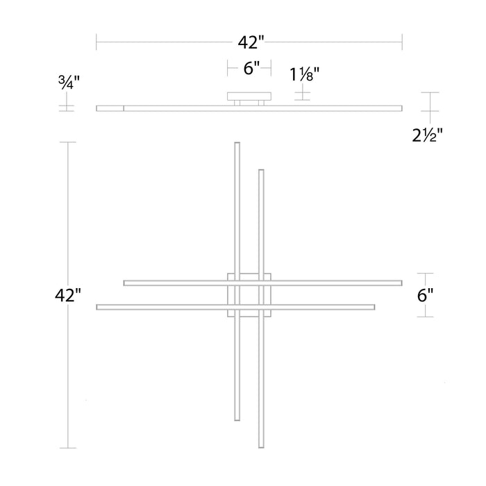 Parallax LED Flush Mount Ceiling Light - line drawing.