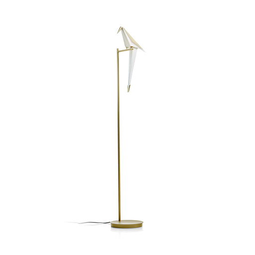 Perch LED Floor Lamp in Brass.