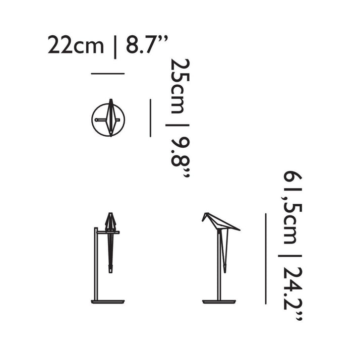 Perch LED Table Lamp - line drawing.