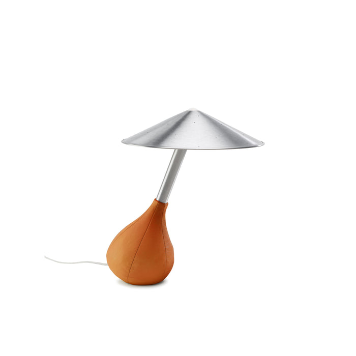 Piccola Table Lamp in Tangerine Leather.