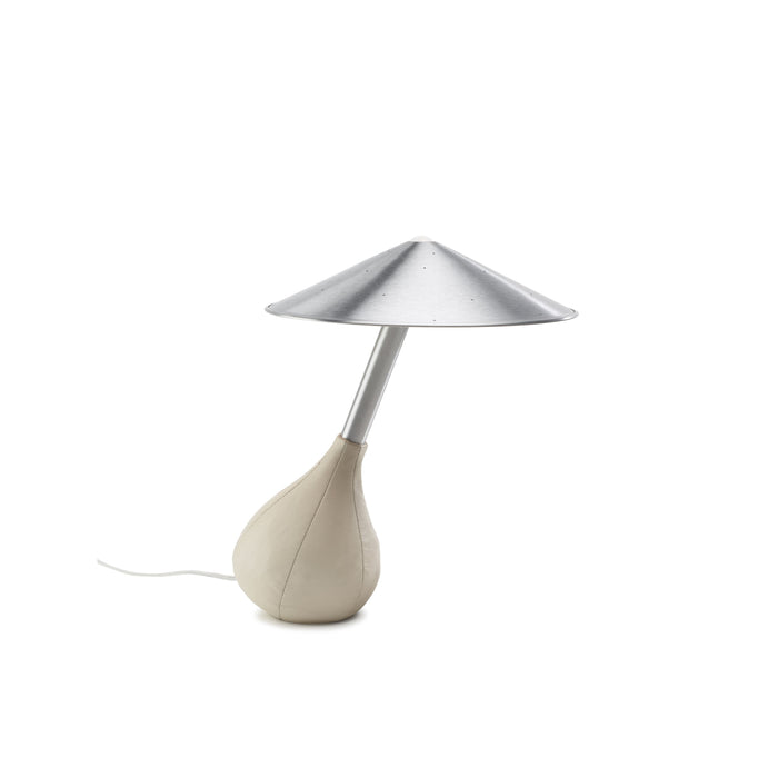 Piccola Table Lamp in Ivory Leather.