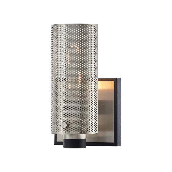 Pilsen Wall Light in Carbide Black with Satin Nickel Accents.