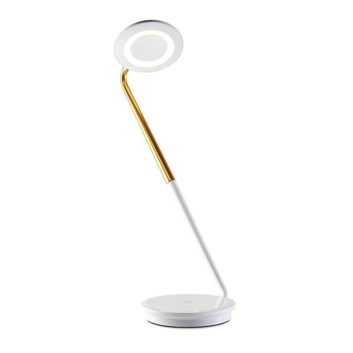 Pixo Plus LED Table Lamp in White/Brass.