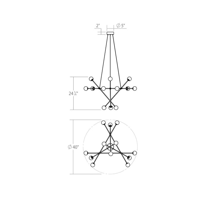 Proton™ Alpha LED Pendant Light - line drawing.