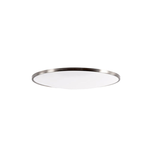 Puck LED Flush Mount Ceiling Light in Silver and White.