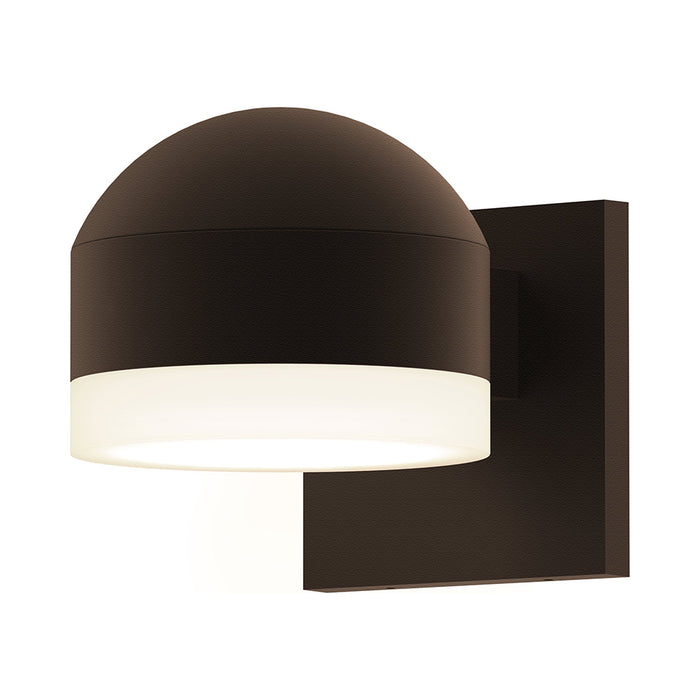 Reals Dome Cap Downlight Outdoor LED Wall Light in Textured Bronze/White Cylinder Lens.