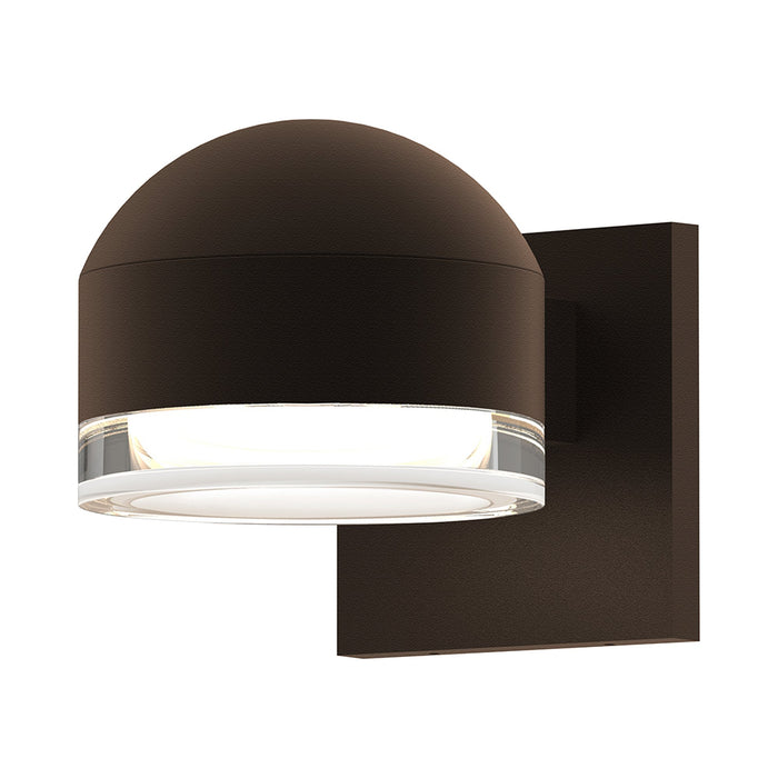 Reals Dome Cap Downlight Outdoor LED Wall Light in Textured Bronze/Clear Cylinder Lens.