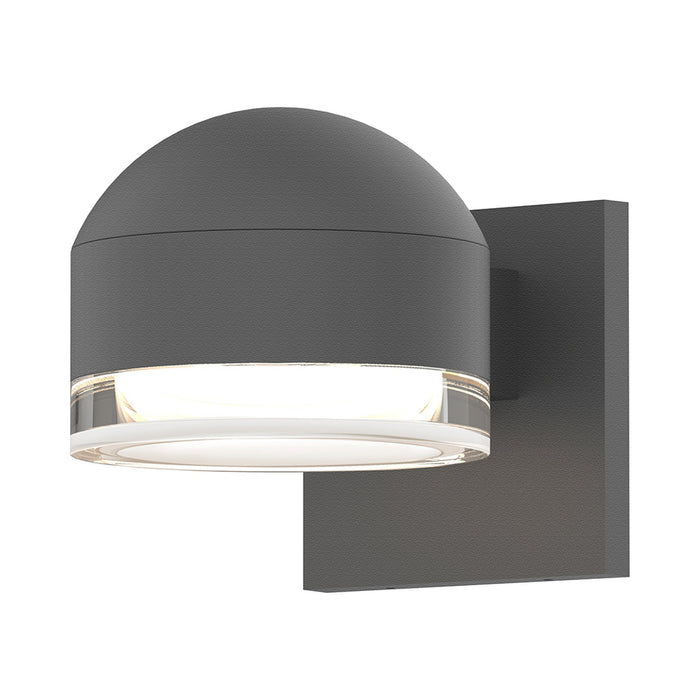 Reals Dome Cap Downlight Outdoor LED Wall Light in Textured Gray/Clear Cylinder Lens.