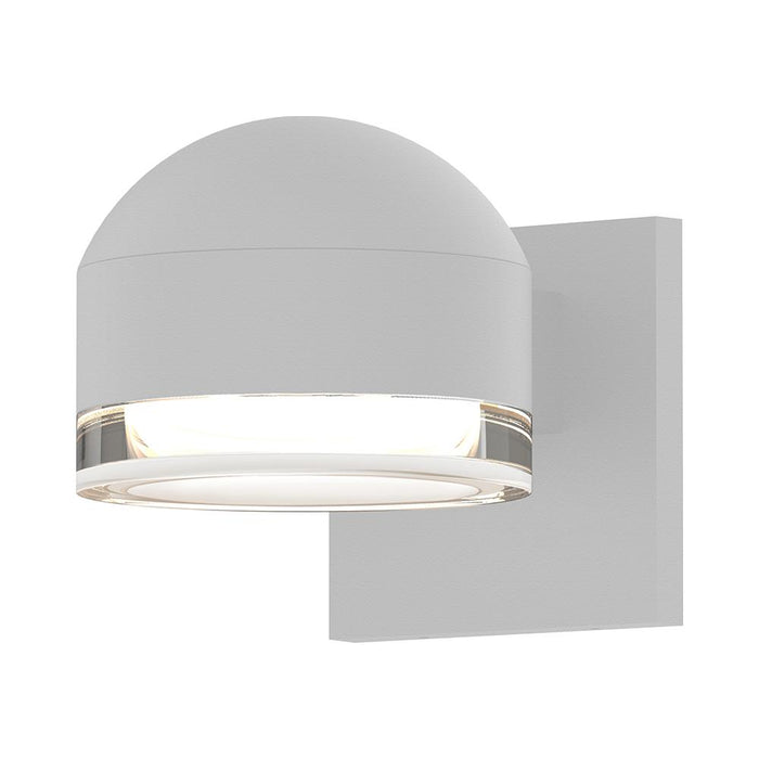 Reals Dome Cap Downlight Outdoor LED Wall Light in Textured White/Clear Cylinder Lens.