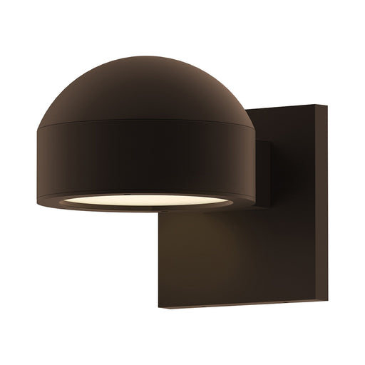 Reals Dome Cap Downlight Outdoor LED Wall Light in Textured Bronze/Plate Lens.