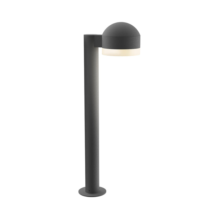 Reals Dome Cap LED Bollard in Medium/White Cylinder Lens/Textured Gray.