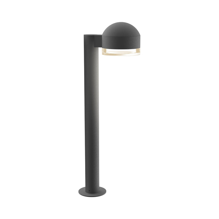 Reals Dome Cap LED Bollard in Medium/Clear Cylinder Lens/Textured Gray.