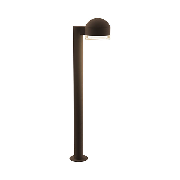 Reals Dome Cap LED Bollard in Large/Clear Cylinder Lens/Textured Bronze.