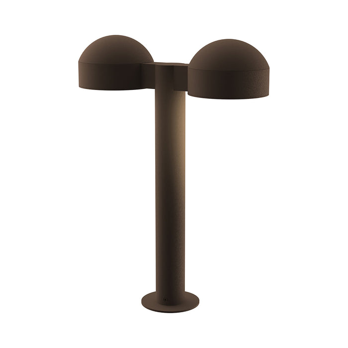 Reals Dome Cap LED Double Bollard in Small/Plate Lens/Textured Bronze.