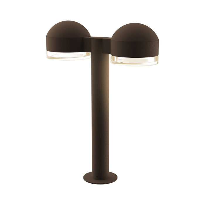 Reals Dome Cap LED Double Bollard in Small/Clear Cylinder Lens/Textured Bronze.