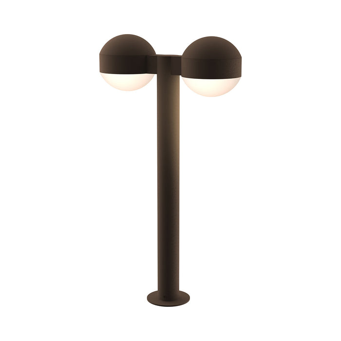 Reals Dome Cap LED Double Bollard in Medium/Dome Lens/Textured Bronze.