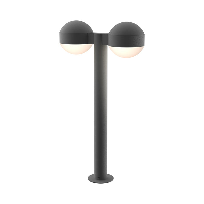 Reals Dome Cap LED Double Bollard in Medium/Dome Lens/Textured Gray.