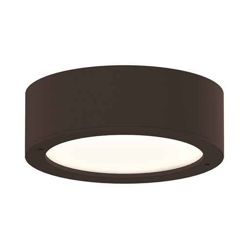 Reals Outdoor LED Flush Mount Ceiling Light in Textured Bronze/Plate Lens.