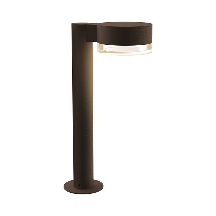 Reals Plate Cap LED Bollard in Small/Clear Cylinder Lens/Textured Bronze.
