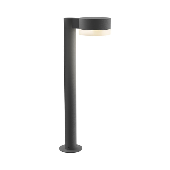 Reals Plate Cap LED Bollard in Medium/White Cylinder Lens/Textured Gray.