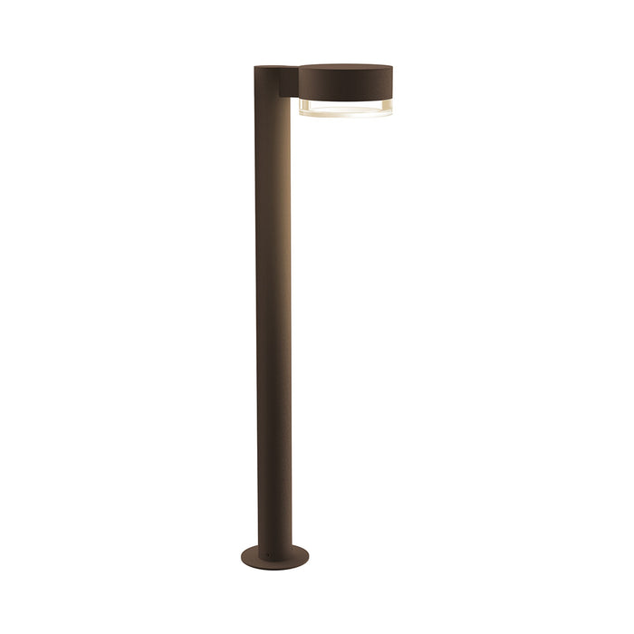 Reals Plate Cap LED Bollard in Large/Clear Cylinder Lens/Textured Bronze.