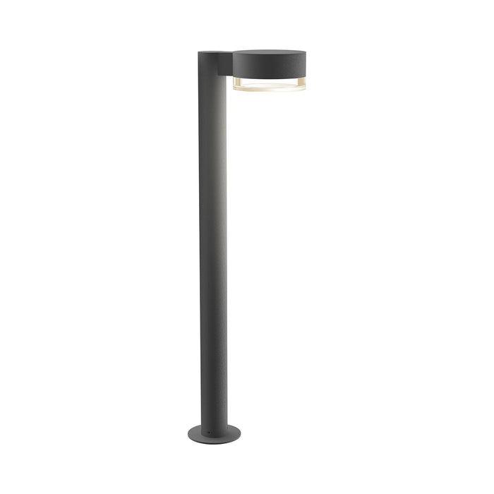 Reals Plate Cap LED Bollard in Large/Clear Cylinder Lens/Textured Gray.