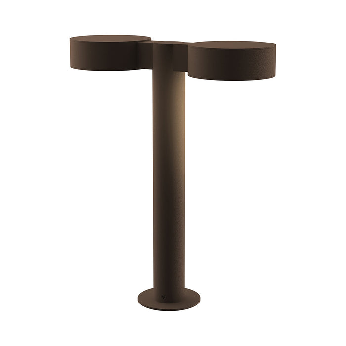 Reals Plate Cap LED Double Bollard in Small/Plate Lens/Textured Bronze.