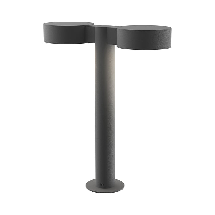 Reals Plate Cap LED Double Bollard in Small/Plate Lens/Textured Gray.