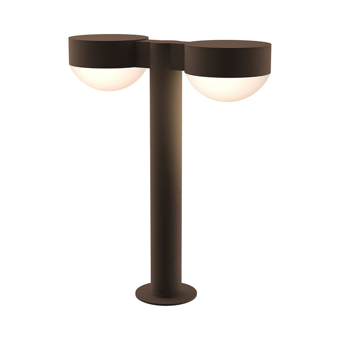 Reals Plate Cap LED Double Bollard in Small/Dome Lens/Textured Bronze.