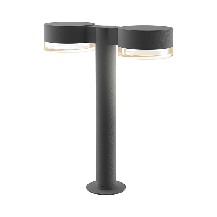 Reals Plate Cap LED Double Bollard in Small/Clear Cylinder Lens/Textured Gray.