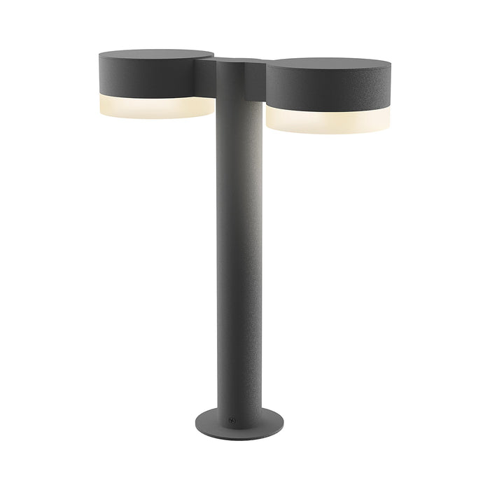 Reals Plate Cap LED Double Bollard in Small/White Cylinder Lens/Textured Gray.