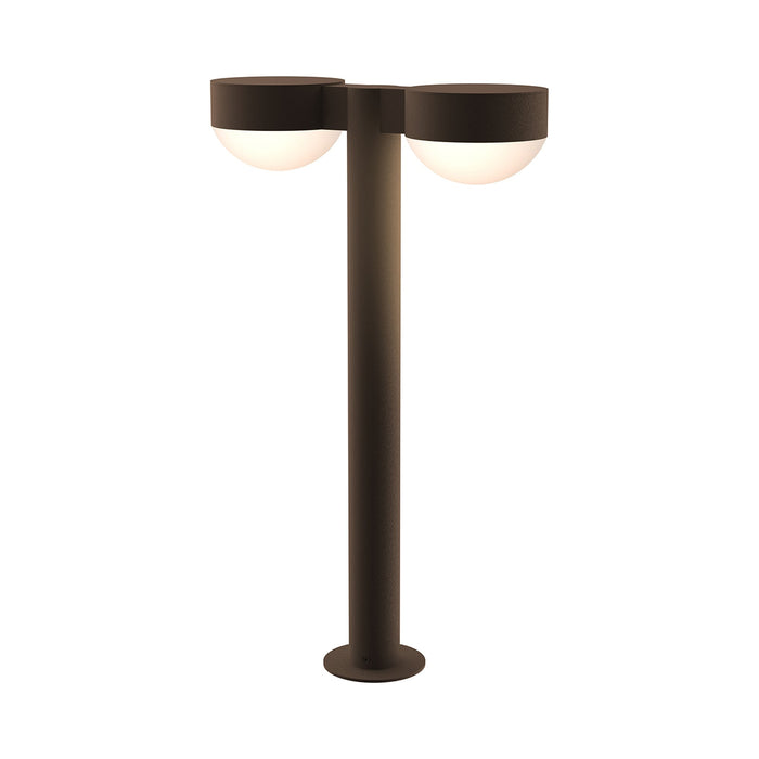 Reals Plate Cap LED Double Bollard in Medium/Dome Lens/Textured Bronze.