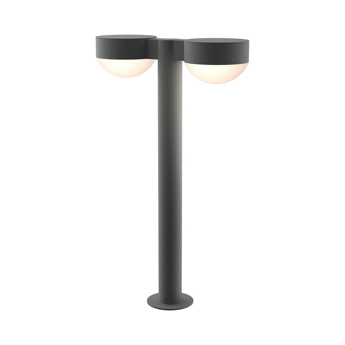 Reals Plate Cap LED Double Bollard in Medium/Dome Lens/Textured Gray.
