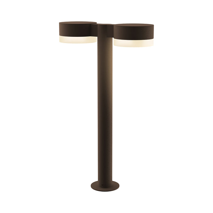 Reals Plate Cap LED Double Bollard in Medium/White Cylinder Lens/Textured Bronze.