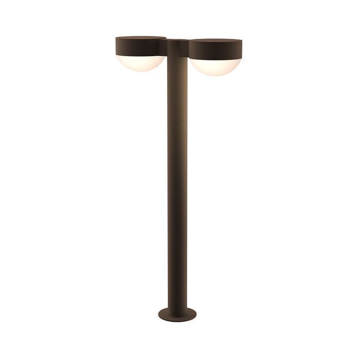 Reals Plate Cap LED Double Bollard in Large/Dome Lens/Textured Bronze.