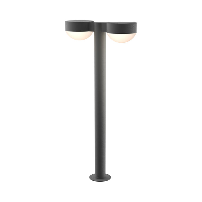Reals Plate Cap LED Double Bollard in Large/Dome Lens/Textured Gray.