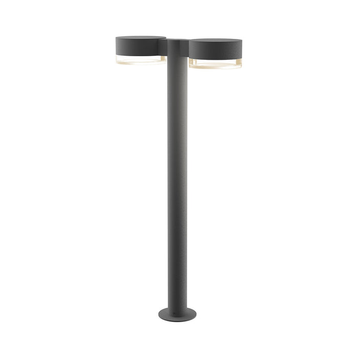 Reals Plate Cap LED Double Bollard in Large/Clear Cylinder Lens/Textured Gray.