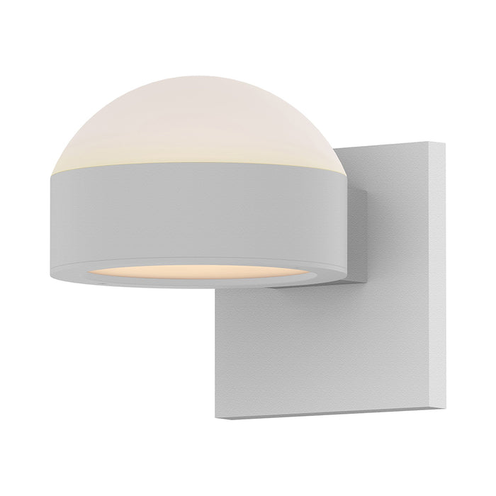 Reals Up/Down Outdoor LED Wall Light in Textured White/Dome Lens/Plate Lens.