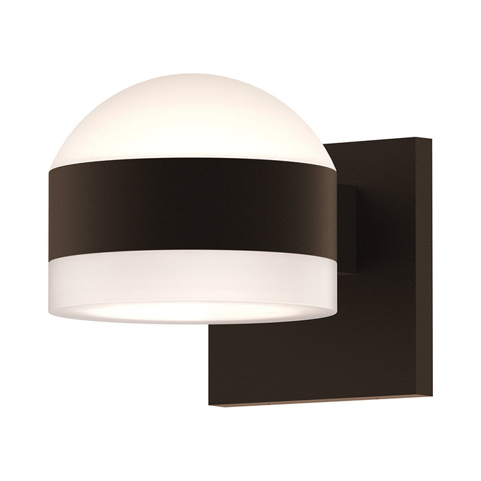 Reals Up/Down Outdoor LED Wall Light in Textured Bronze/Dome Lens/White Cylinder Lens.