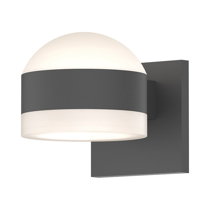 Reals Up/Down Outdoor LED Wall Light in Textured Gray/Dome Lens/White Cylinder Lens.