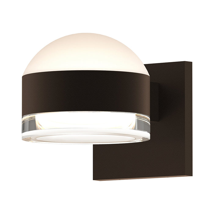 Reals Up/Down Outdoor LED Wall Light in Textured Bronze/Dome Lens/Clear Cylinder Lens.